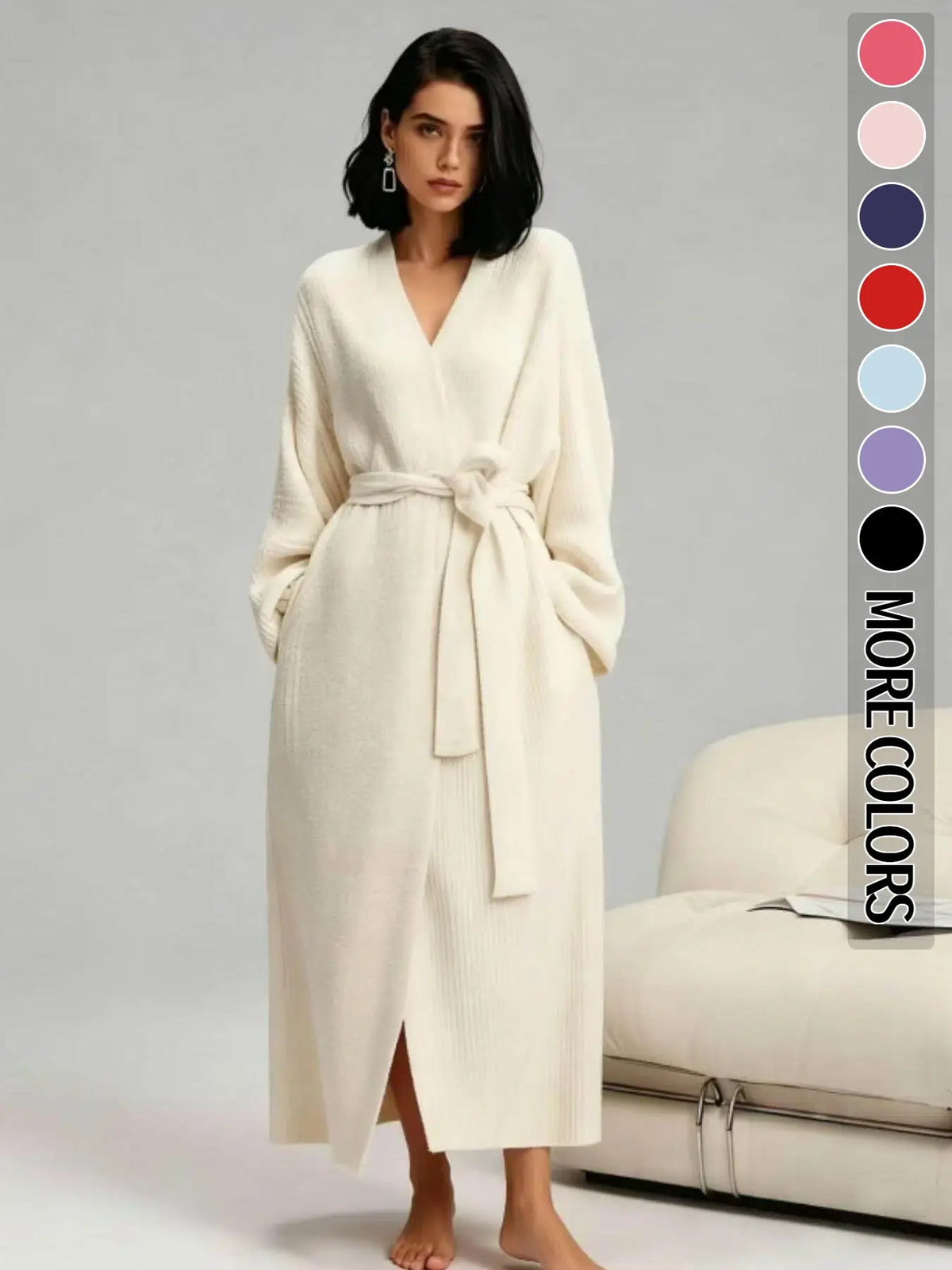 Soft Cozy Fleece Robe for Women — Double-Sided Thickened Long Plush Flannel Loungewear, Warm Fall Winter Pajama Gift