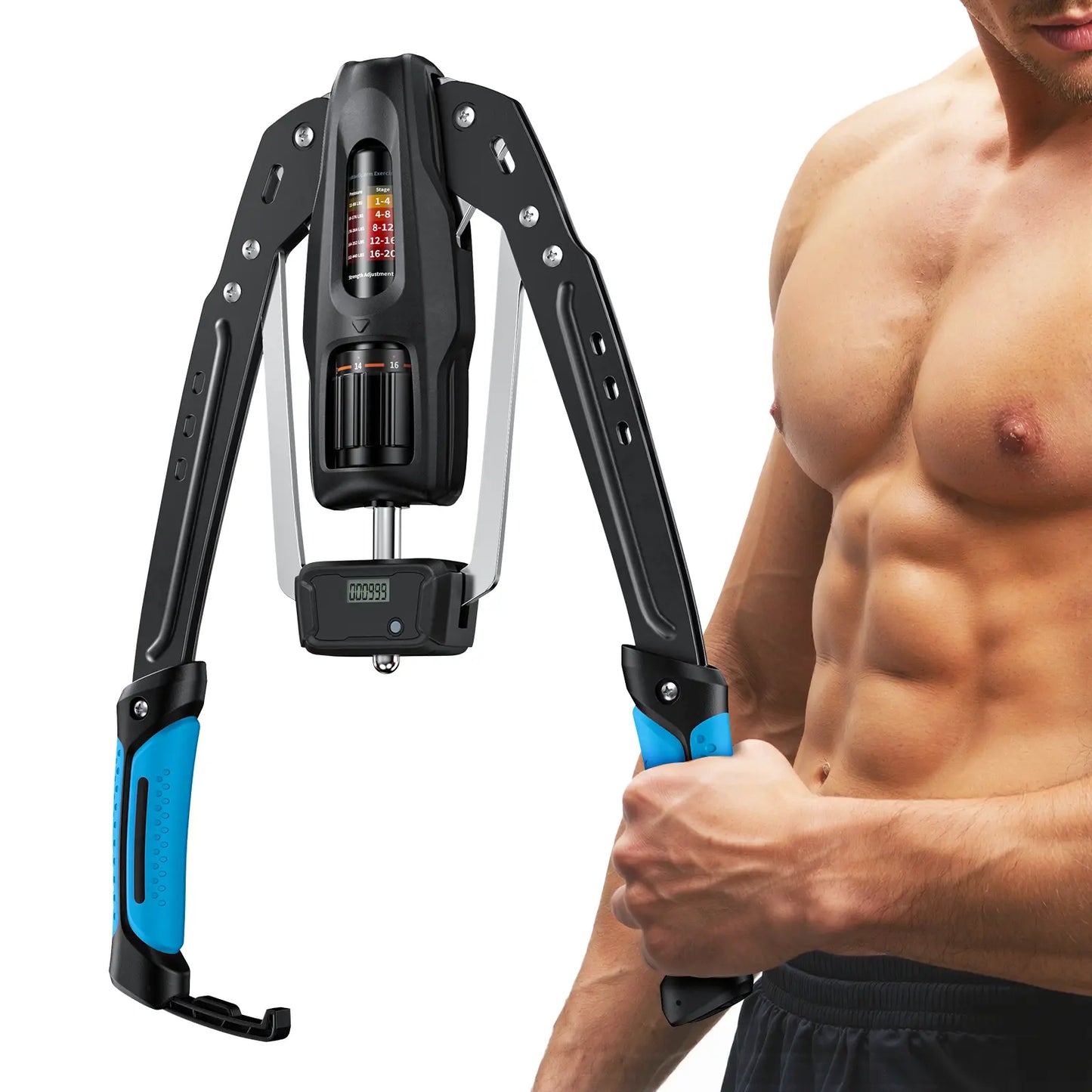 Adjustable 22-440lbs Chest Trainer Arm Exerciser — Core & Tricep Workout Equipment with Ab Roller Wheel, Home Gym Exercise Set with Pad & Carry Bag for Men Women
