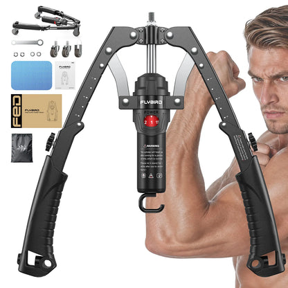 Adjustable 22-440lbs Chest Trainer Arm Exerciser — Core & Tricep Workout Equipment with Ab Roller Wheel, Home Gym Exercise Set with Pad & Carry Bag for Men Women