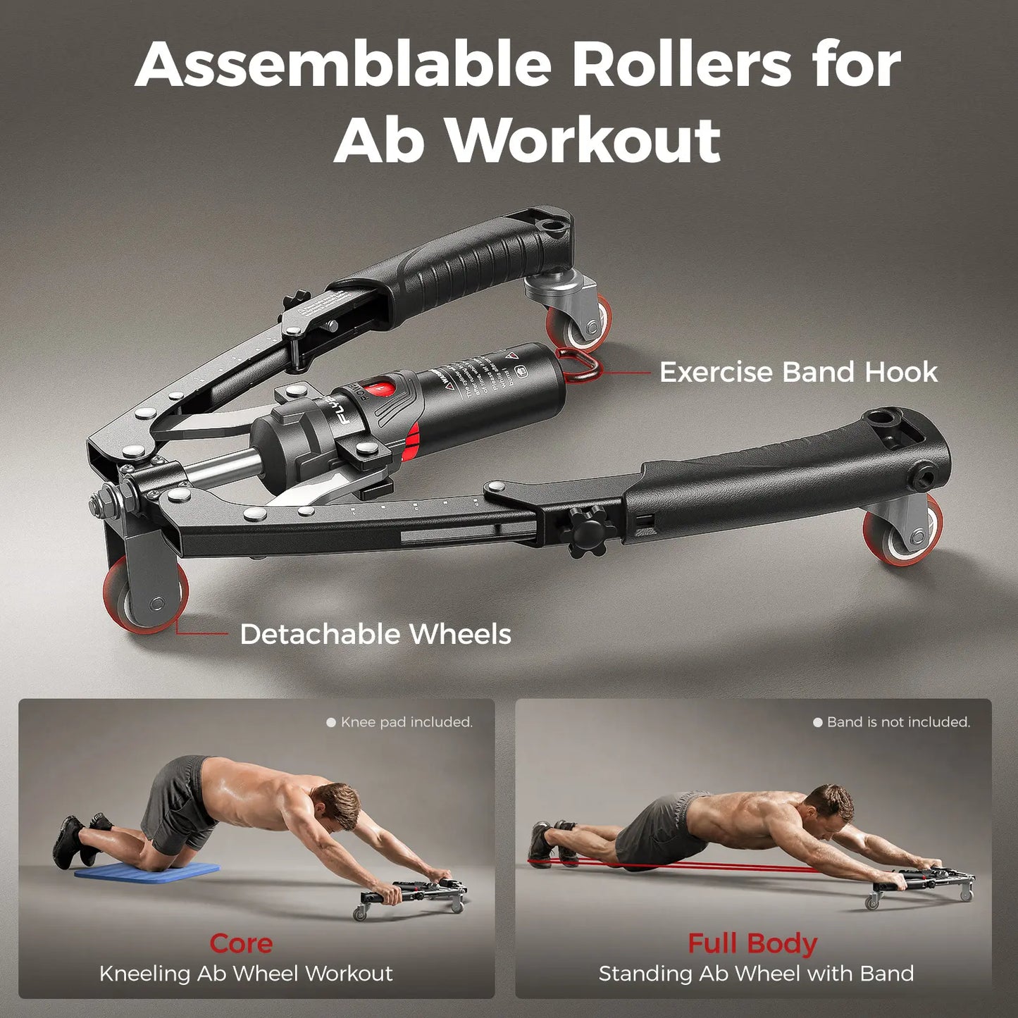 Adjustable 22-440lbs Chest Trainer Arm Exerciser — Core & Tricep Workout Equipment with Ab Roller Wheel, Home Gym Exercise Set with Pad & Carry Bag for Men Women